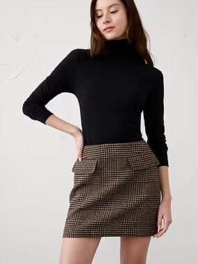 Banana Republic Factory Houndstooth Mini Skirt in Black and Brown